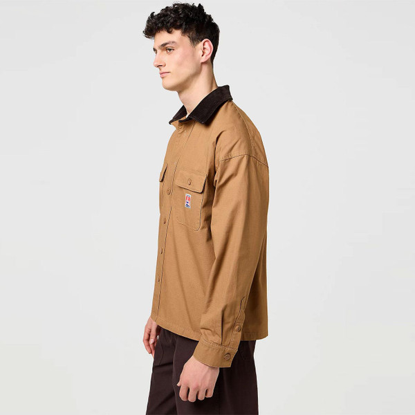 Wrangler Casey Jones Retro Cotton Rip Stop Overshirt in Toasted Coconut picture of side