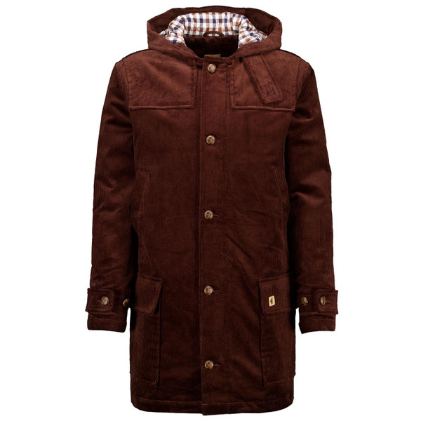 Gabicci Vintage Chuck Retro 70s Men's Cord Duffle Coat in Clove Brown 