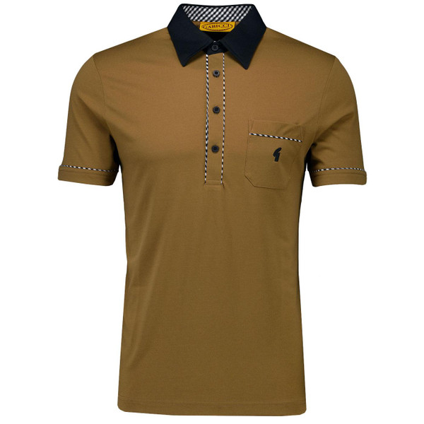 Gabicci Vintage Archive Patrick 70s 80s Del Boy Polo Shirt in Nutmeg Brown