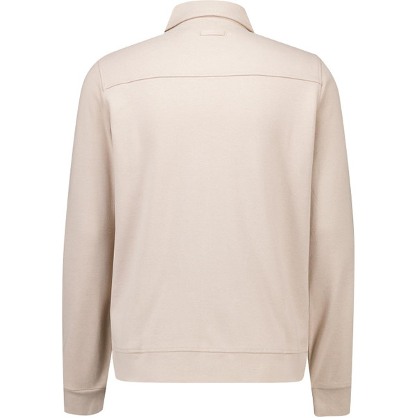 lyle and scott mens heavyweight jersey chest pockets zip through overshirt cobblestone beige