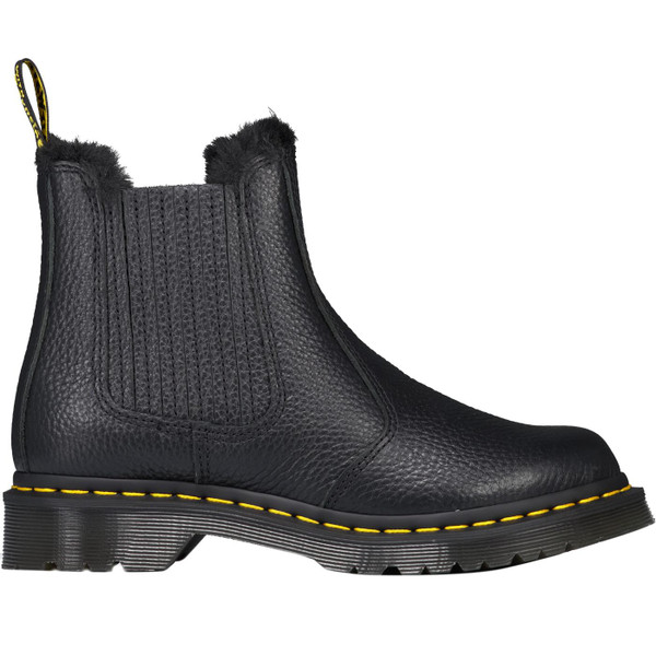 dr martens womens 2976 leonore faux fur lined winter milled nappa leather chelsea boots black