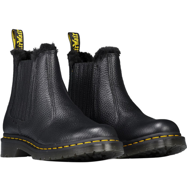 dr martens womens 2976 leonore faux fur lined winter milled nappa leather chelsea boots black