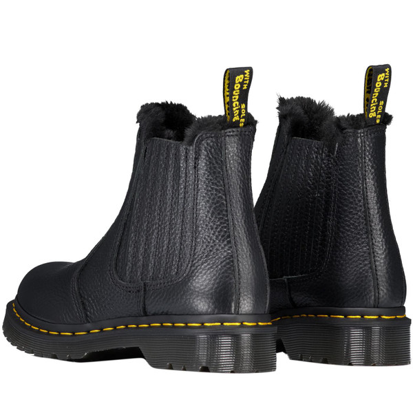 dr martens womens 2976 leonore faux fur lined winter milled nappa leather chelsea boots black