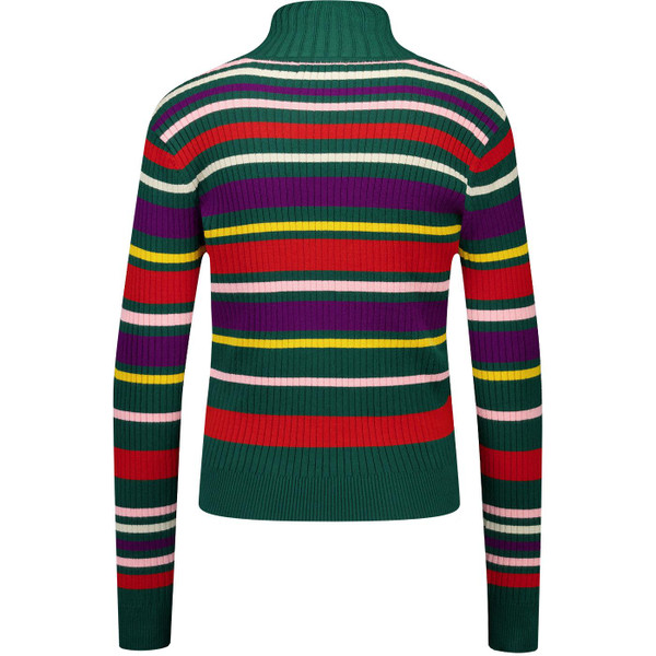 banned apparel womens carol retro 70s striped ribbed knitted fitted turtleneck jumper green