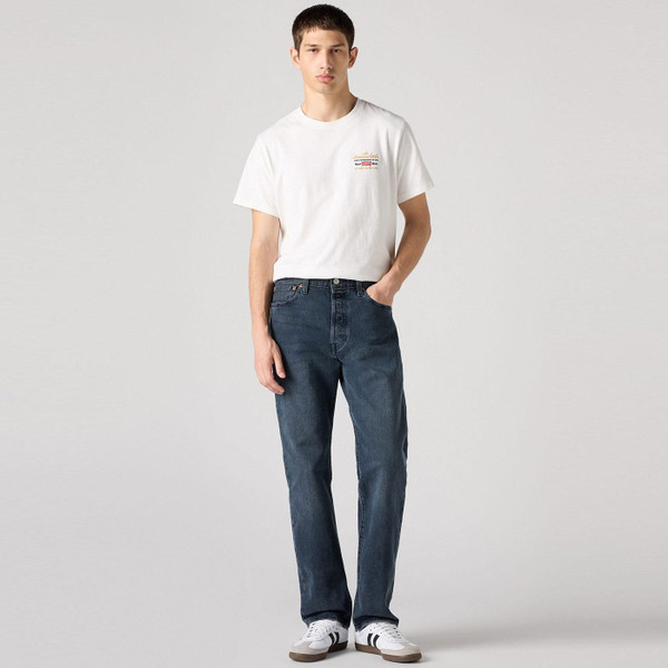 Levi's 501 Original Jeans in Blue Black Stretch Denim 005013473 pictured on model from front