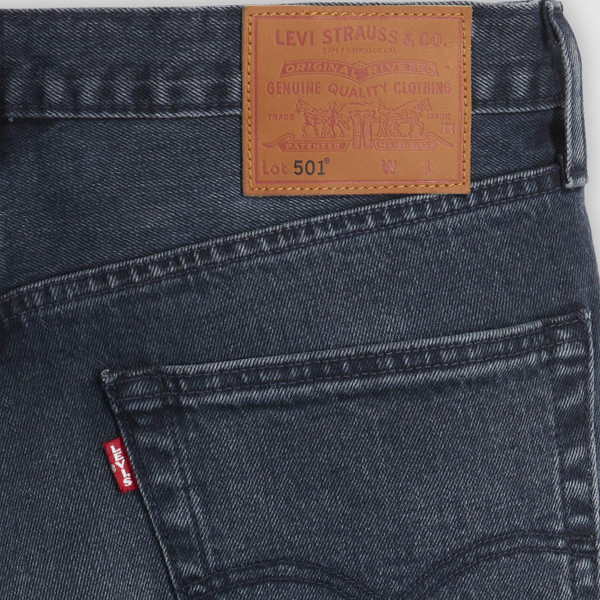 Levi's 501 Original Jeans in Blue Black Stretch Denim 005013473 close up of back