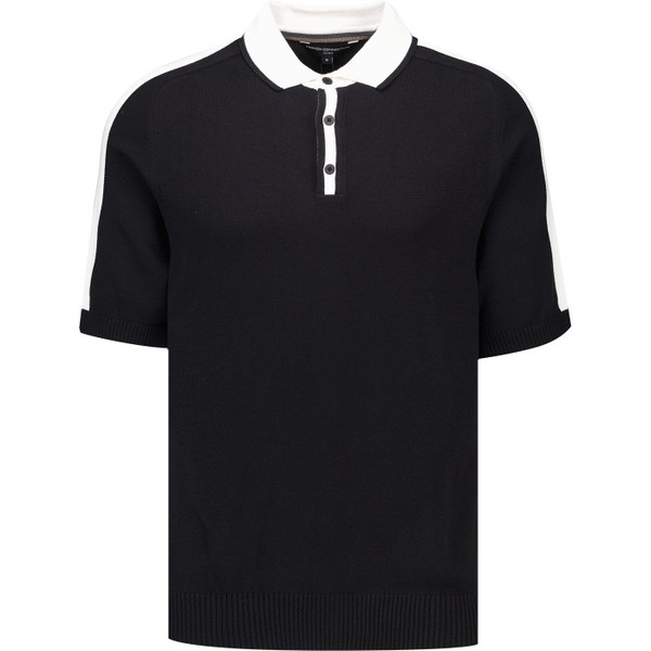 french connection mens intarsia contrast detail knitted polo tshirt ecru black