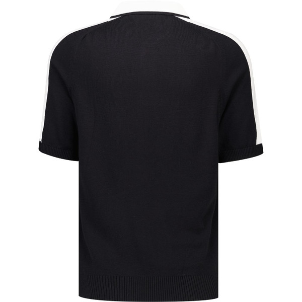 french connection mens intarsia contrast detail knitted polo tshirt ecru black