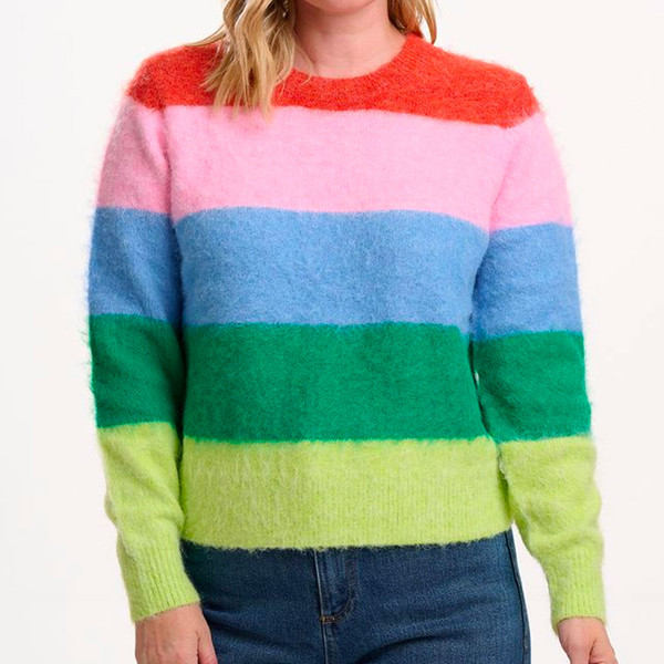 Stripes on Sugarhill Brighton Dayna Rainbow Stripes Fluffy Jumper K0917