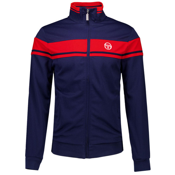 Sergio Tacchini Damarindo Retro 80s Track Top in Maritime Blue and Adrenaline Rush 
