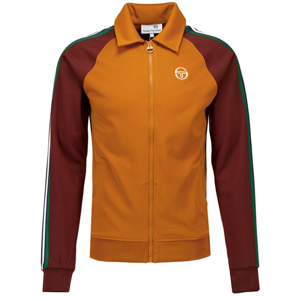 Sergio Tacchini Renshaw Retro 90s Shirt Collar Track Top in Pumpkin Spice