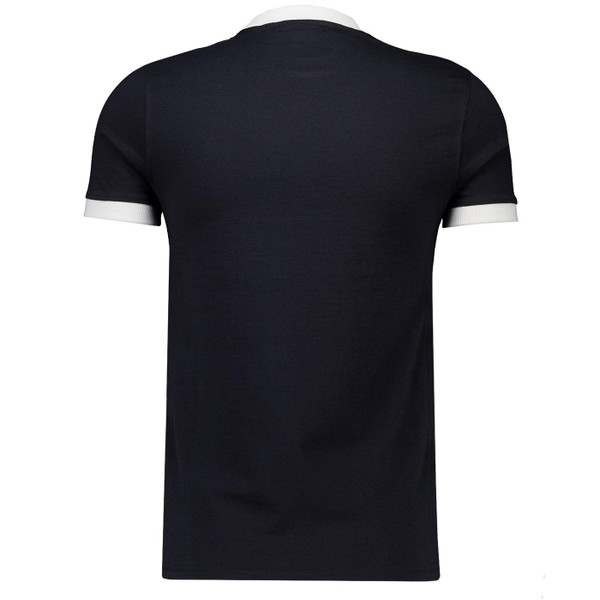 Picture of the Sergio Tacchini Master Stripe Panel Ringer Tee in Black and Glacier Grey taken from back
