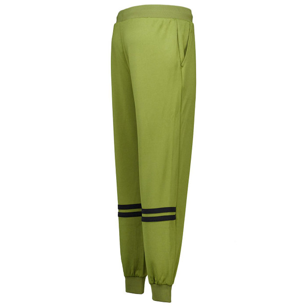 Picture Sergio Tacchini Blow Retro 80s Track Pants in Avocado and Black taken from side at back