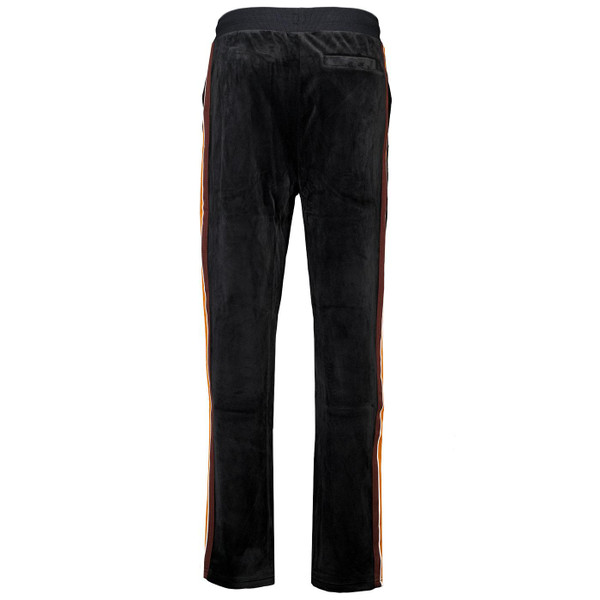 Sergio Tacchini Gabiano Retro 80s Velour Stripe Tracksuit Bottoms in Black pictured from back
