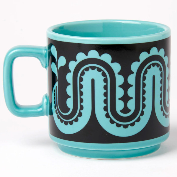 Reverse of Magpie x Hornsea Pottery Nessie Loch Ness Monster Retro Mug in Blue