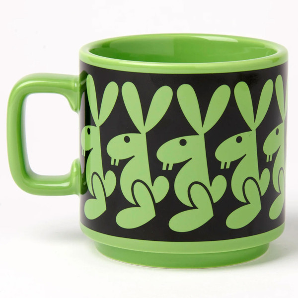 Reverse of Magpie x Hornsea Pottery Retro Vintage Rabbits Mug in Green