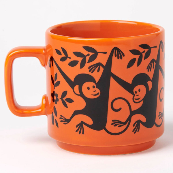Reverse of Magpie x Hornsea Pottery Mid Century Design Monkeys Mug in Orange