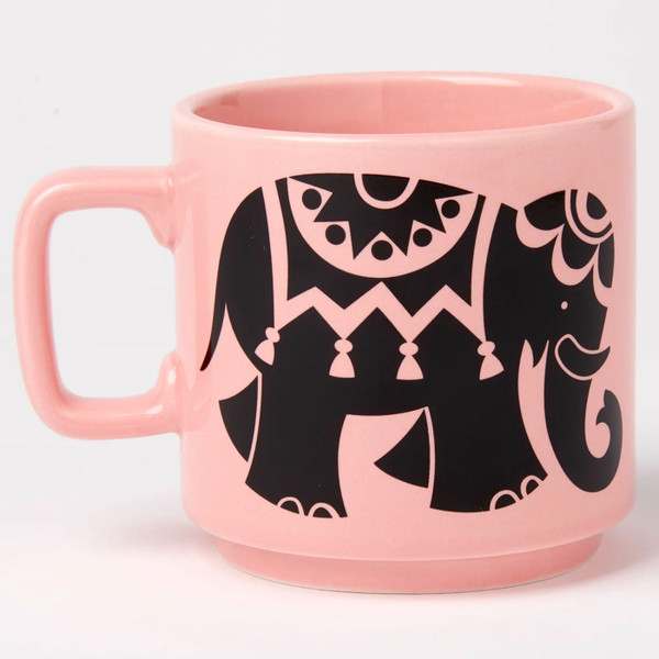 Reverse of Magpie x Hornsea Pottery Retro 70s Pink Elephant Mug
