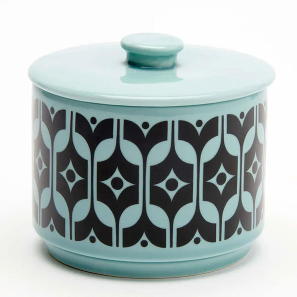 Magpie x Hornsea Pottery Retro 70s Lidded Bowl in Teal Blue