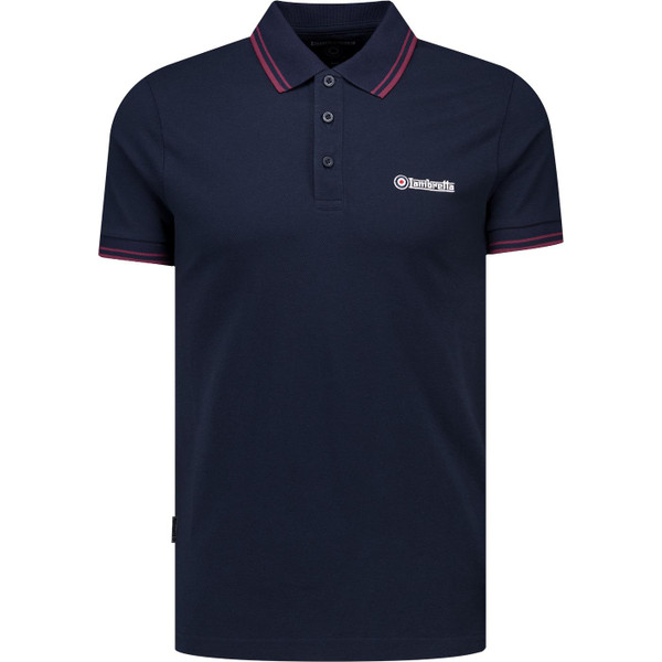 lambretta mens retro md twin tipped pique polo tshirt dark navy
