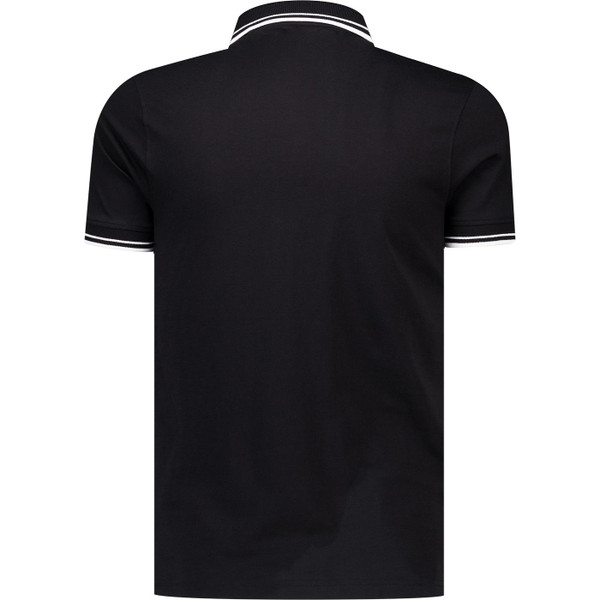 lambretta mens mod twin tipped houndstooth front panel polo tshirt black white