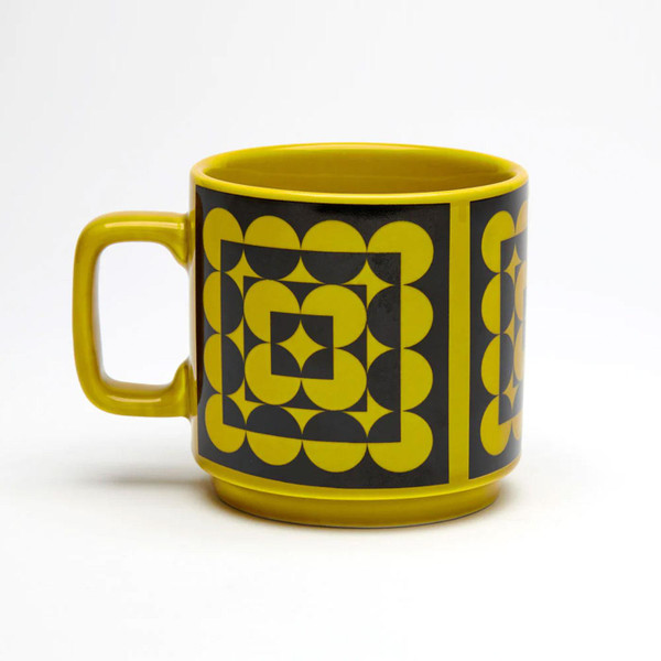 Magpie x Hornsea Retro Geometrical Squarcles Mug in Chartreuse Green