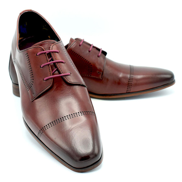 Paolo Vandini Galvin Men's Mod Smart Shoes in Burnished Bordo Leather Both Shoes picture 2