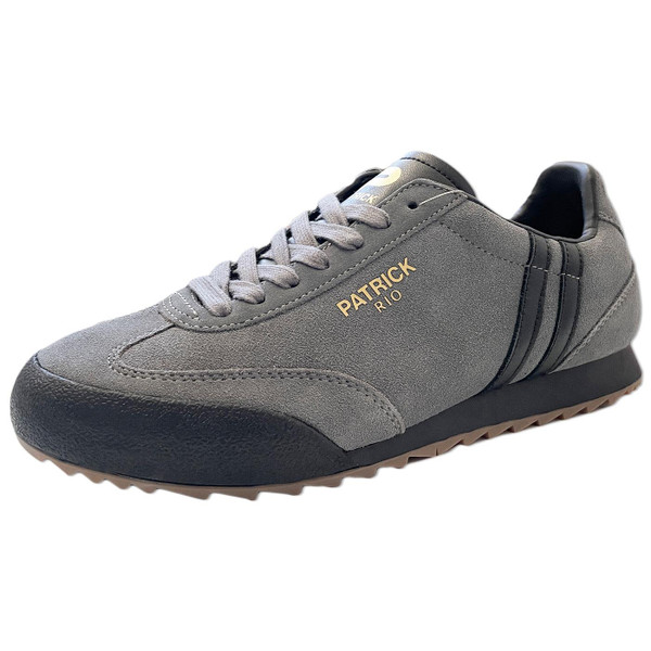 Patrick Rio Men's Retro 80s Suede Terrace Trainers in Charcoal and Black