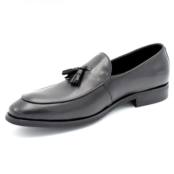 Paolo Vandini Nottage Mod Tassel Loafer Shoes in Black Leather picture of instep