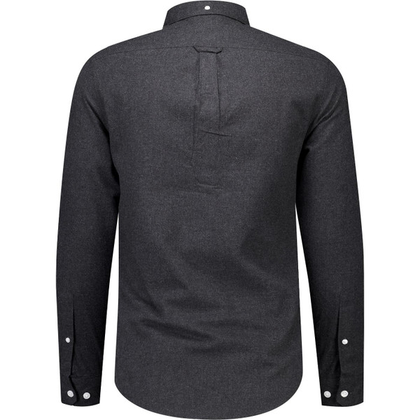 farah vintage mens milners mod brushed twill slim fit long sleeve shirt charcoal