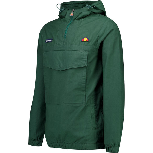 ellesse mens mont retro quarter zip overhead cotton canvas lightweight jacket dark green