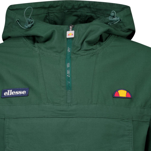 ellesse mens mont retro quarter zip overhead cotton canvas lightweight jacket dark green