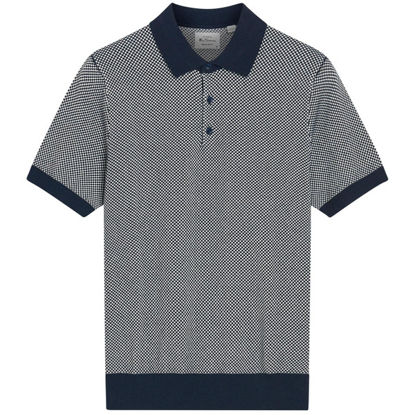 Ben Sherman Men's Mod Bi-Coloured Textured Polo Shirt in Dark Navy 1013027 025