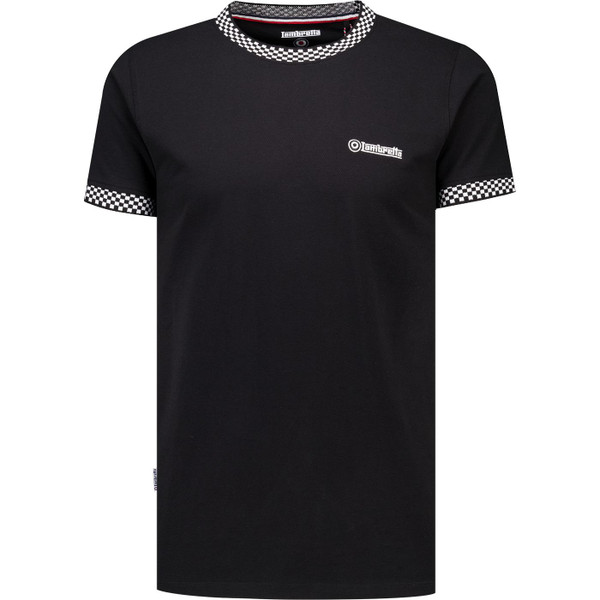 lambretta mens retro 70s two tone ringer neck tshirt black