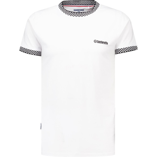 lambretta mens retro 70s two tone ringer neck tshirt white