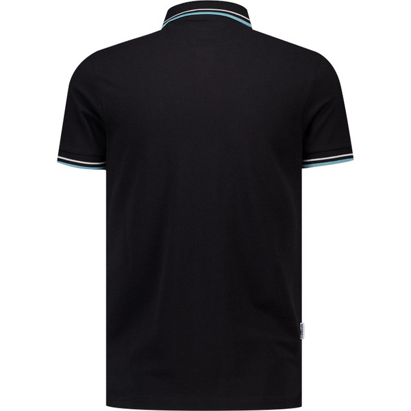 lambretta mens retro mod twin tipped pique polo tshirt black smoke blue