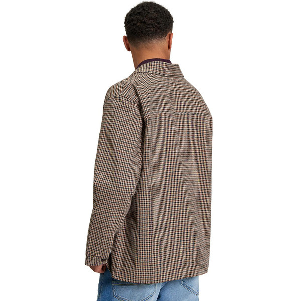 Ben Sherman Men's Mod Houndstooth Check Chore Jacket in Brown picture of back