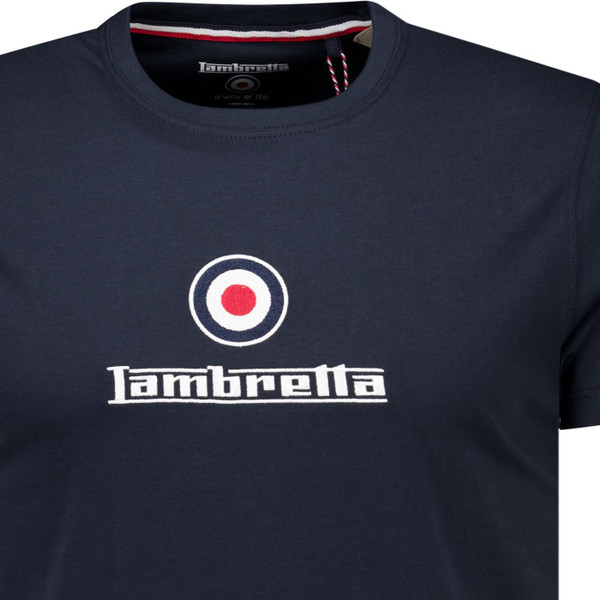 lambretta mens 60s pop art mod target brand logo embroidery crew neck tshirt navy