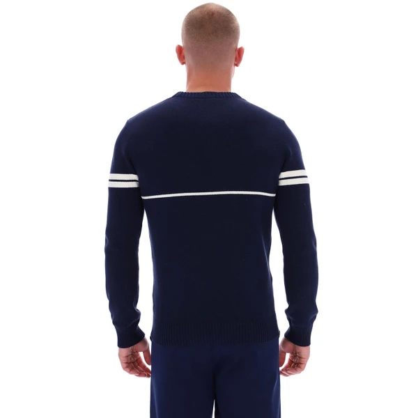 Sergio Tacchini Orion Men's Retro 80s Stripe Jumper in Maritime Blue STM21145 220 pictured from back