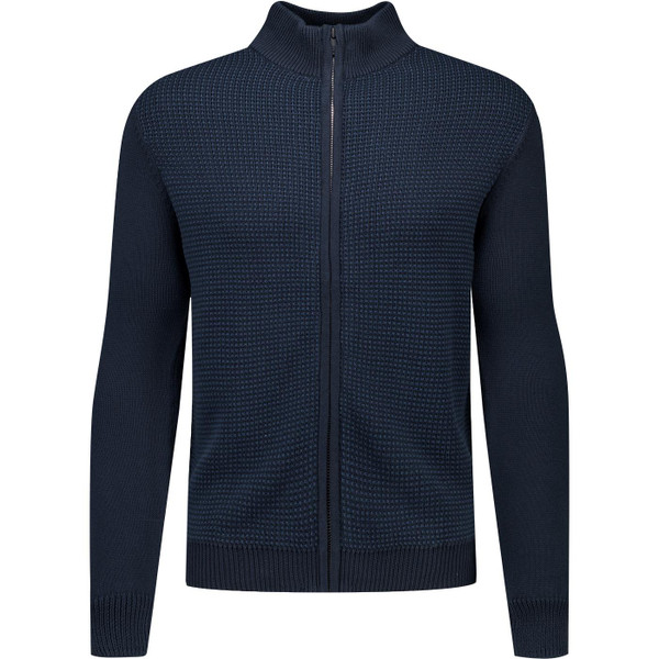 french connection mens birdeye knit zip through jumper navy