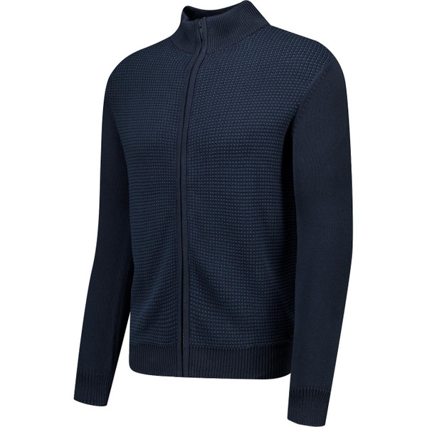 french connection mens birdeye knit zip through jumper navy