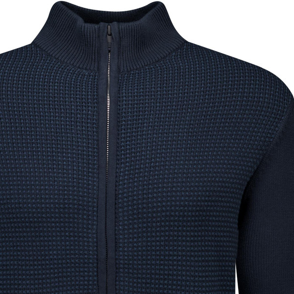 french connection mens birdeye knit zip through jumper navy