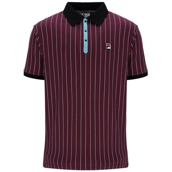 Fila Vintage BB1 Retro Pinstripe Borg Tennis Polo Shirt in Fig
