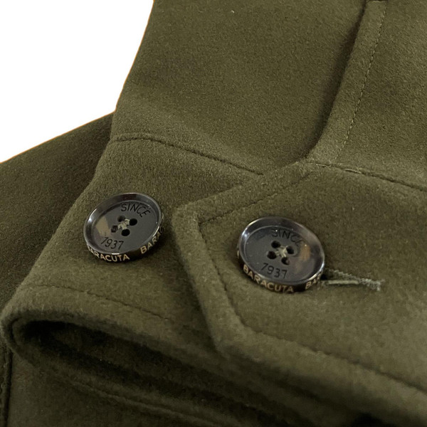 Baracuta G18 Melton Winter Bomber Jacket with Collar in Beech close up on cuff buttons