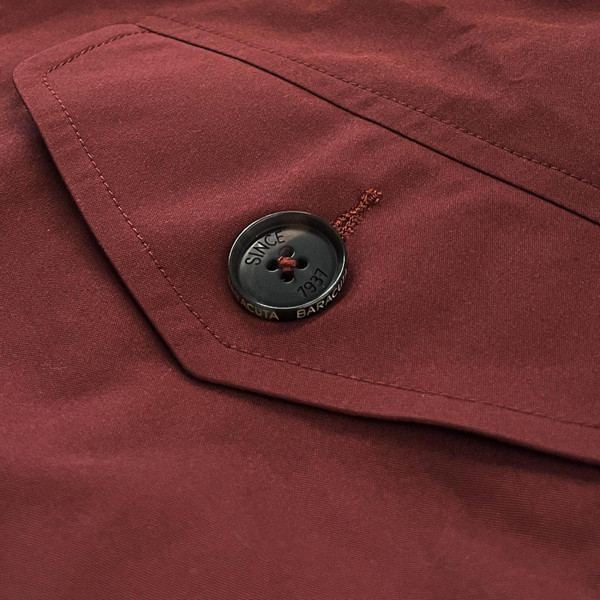 Baracuta G9 Made in England Harrington Jacket in Andorra close up on pocket flap and button
