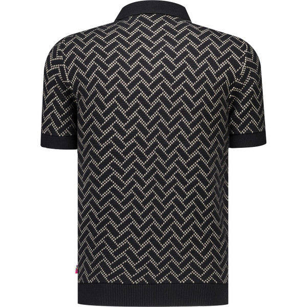 merc london sydney chevron jacquard knit polo tshirt black