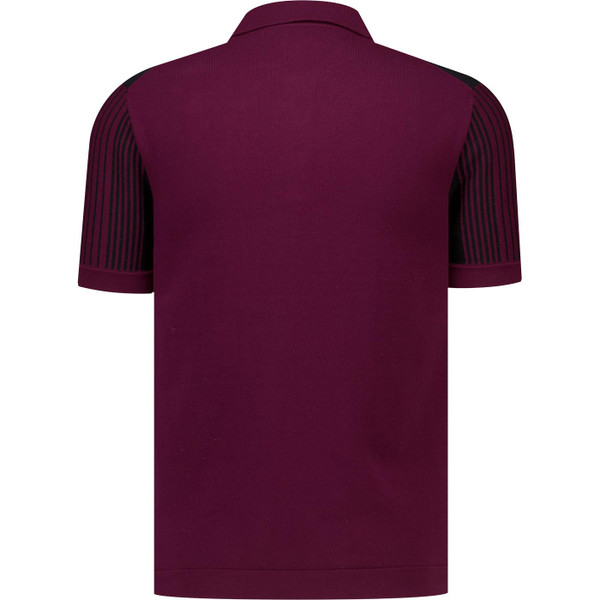 merc london mens ryman mixed stripes knitted polo tshirt burgundy black