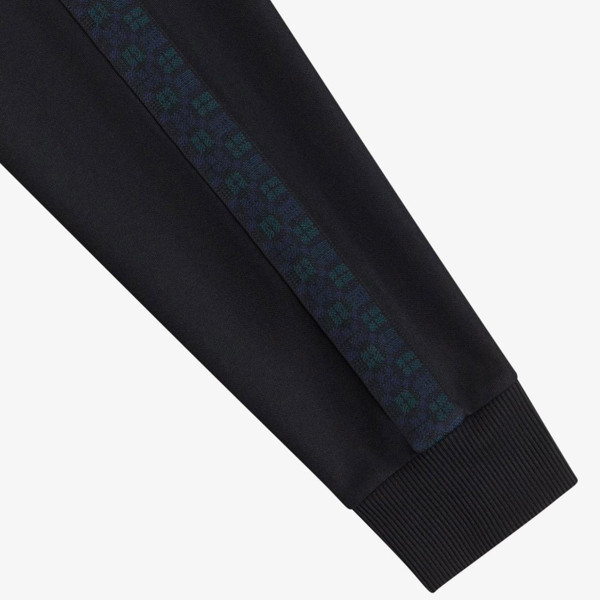 Fred Perry Blackwatch Tartan Taped Track Top in Black close up on sleeve tape