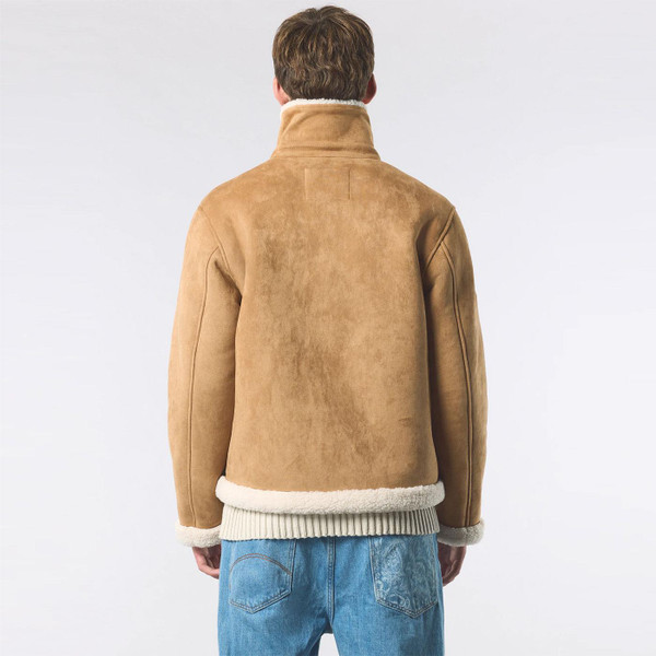 Pretty Green Ashcroft Retro 70s Faux Shearling Flight Jacket back picture on model