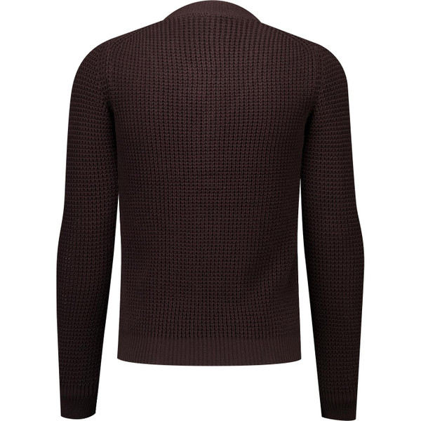 merc london mens grayson 70s waffle knit button through vneck cardigan brown